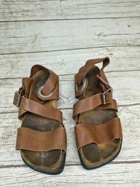John Fluevog Peacemaker Earley Brown Leather Sandals